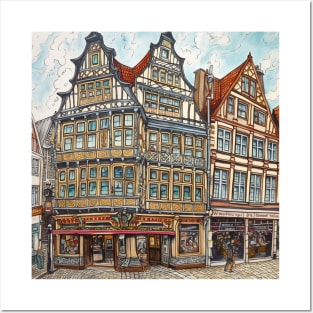 Bremen city drawing Posters and Art